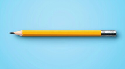 Yellow pencil on blue background. Back to school concept.