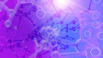 Obraz premium 3D rendering molecules. Atoms background. Medical background for banner or flyer. Molecular structure at the atomic level. biotechnology, scientific innovation.