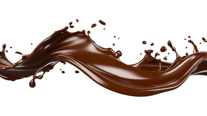 melted chocolate splash isolated on white,png