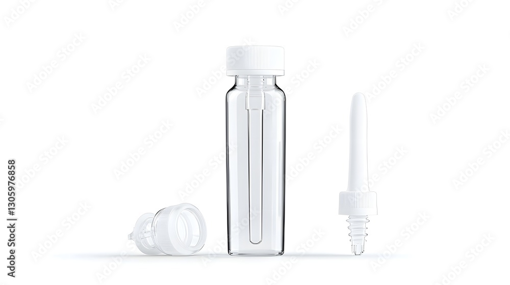 Aufkleber studio photograph of a clear plastic condiment squeeze bottle with a plain white cap isolated on a c