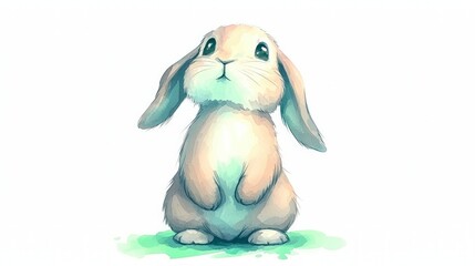 Adorable Watercolor Bunny Rabbit  Cute Animal Illustration   Childrens Book  Easter Clipar