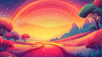 sunset in the mountains abstract rainbow Graphic Design Pattern Background