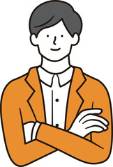 笑顔で腕を組んでいるビジネスマンの上半身のイラスト素材