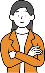 Obraz premium 笑顔で腕を組んでいるビジネスウーマンの上半身のイラスト素材