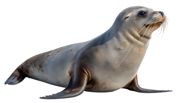 sea lion on white
