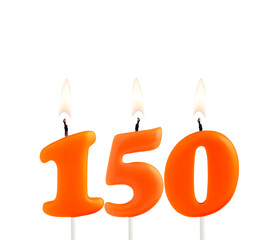 Candles forming the number 150 - Number of followers or views.