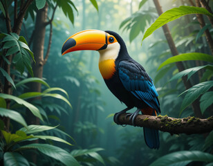 Naklejka premium Vibrant Beauty: The Bold Colors and Charisma of Toucans