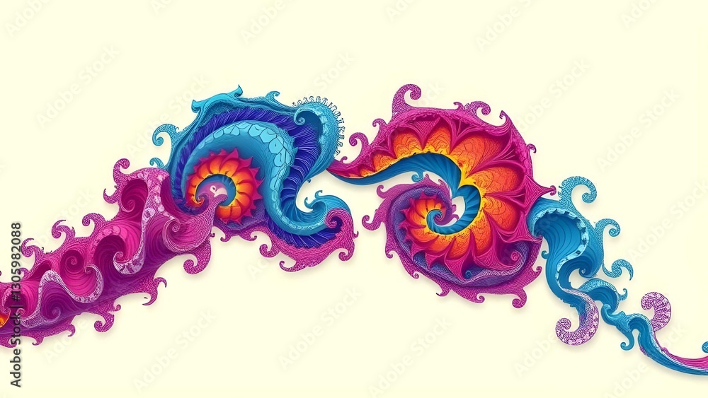 Aufkleber vibrant swirls and spirals create a colorful abstract art, flowing with intricate patterns, dynamic 