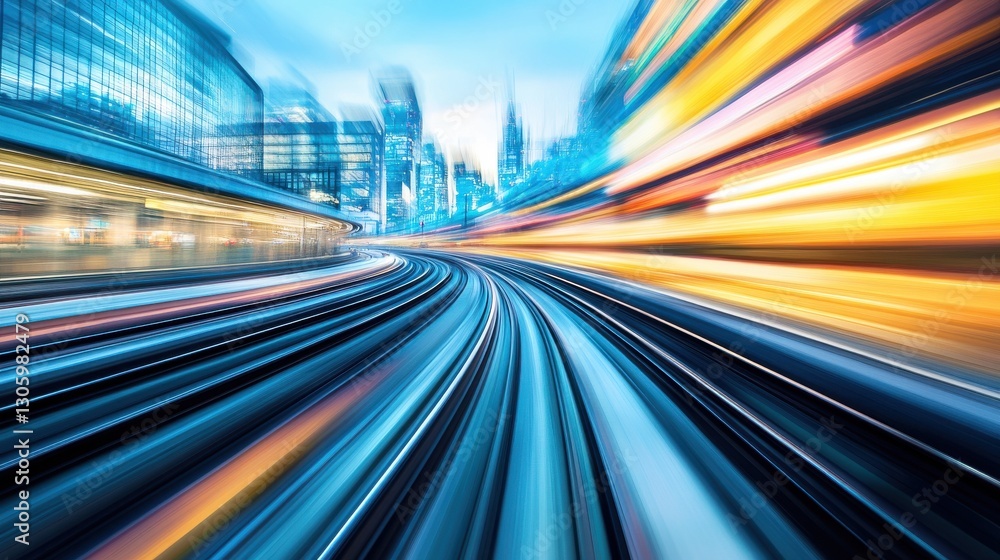 Poster dynamic time lapse of logistic trains in motion at a busy industrial hub captured in raw style with 