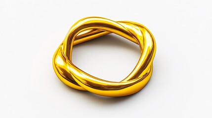Naklejka premium Golden intertwined rings on white background, symbolizing unity or infinity