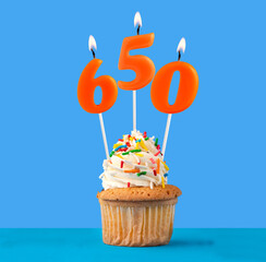 Number of followers or likes - Candle number 650.