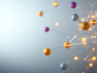 Abstract representation of connections and networks with colorful spheres and glowing lines on a soft background