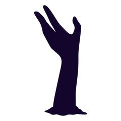 Halloween Zombie Hand Silhouette. Isolated on White Background.