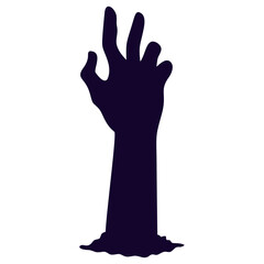 Halloween Zombie Hand Silhouette. Isolated on White Background.