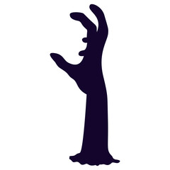 Halloween Zombie Hand Silhouette. Isolated on White Background.