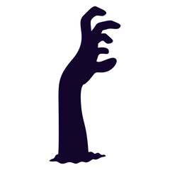 Halloween Zombie Hand Silhouette. Isolated on White Background.