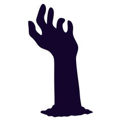 Halloween Zombie Hand Silhouette. Isolated on White Background.