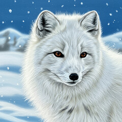 Obraz premium Arctic Fox Drawing Colored