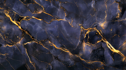Fototapeta premium marble texture with dark purple blue and gold veins 