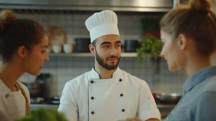 Gathering of the restaurant staff in the kitchen.