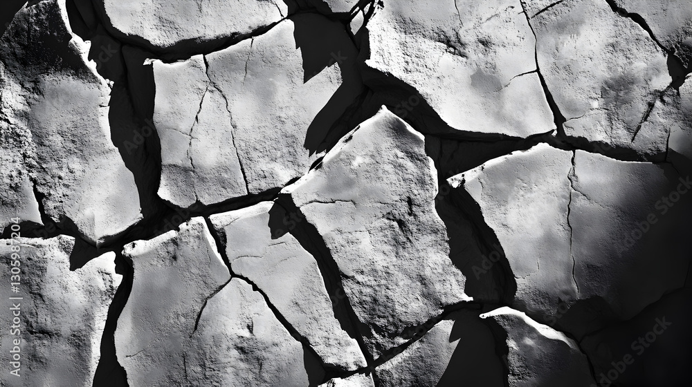 Wall mural stone texture with deep shadows and realistic erosion marks