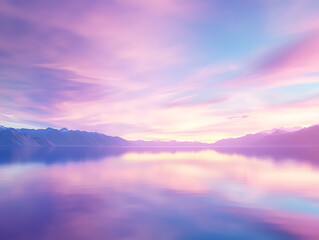 Fototapeta premium Serene sunrise reflection over calm lake nature scene tranquil environment aesthetic viewpoint