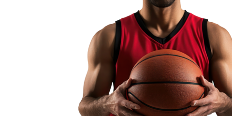 a man holding basketball isolated