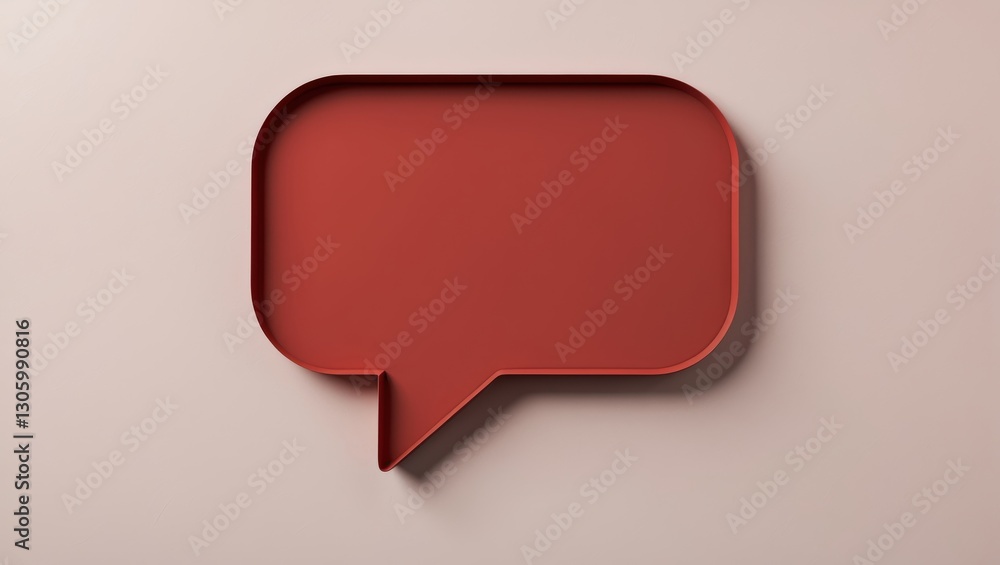 Poster abstract speech bubble shape in a burnt orange color on a textured beige background, creating a mode