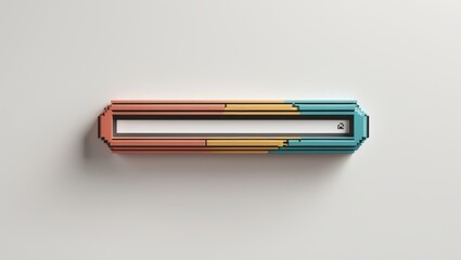 Geometric three-dimensional object with colorful segments arranged in an alternating pattern, showing vibrant colors