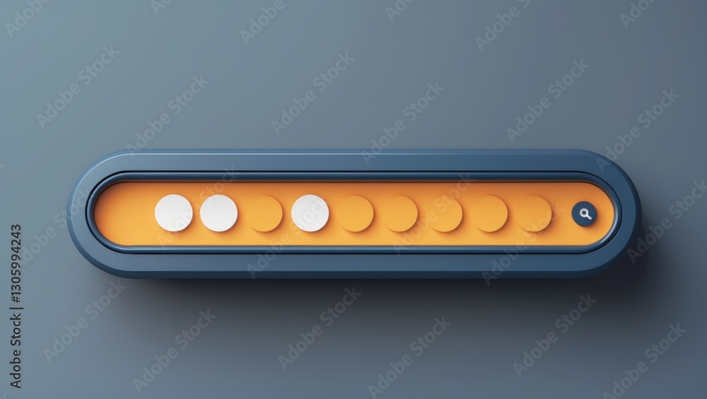 Poster a minimalist interface featuring a series of circular buttons in alternating colors of white and ora