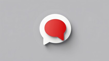 Minimalist speech bubble design with a red accent on a grey background, conveying communication themes