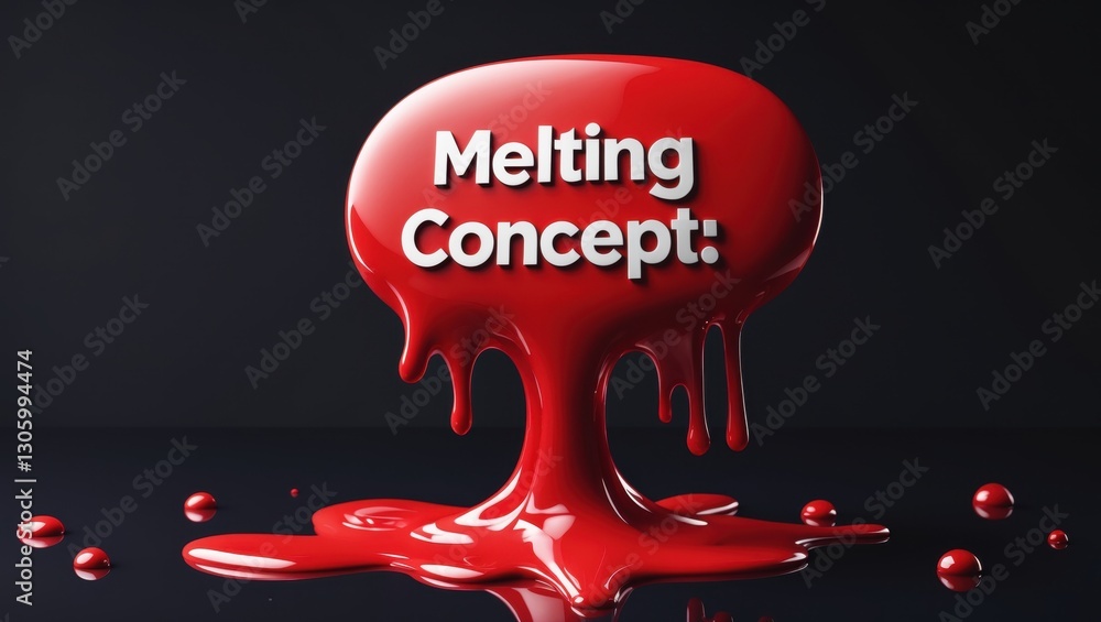 Poster red melting concept with glossy dripping texture on a dark backdrop, creating a striking visual impa