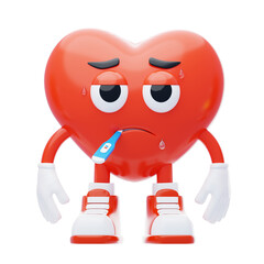 Sick Heart Character 3D Character Illustration.