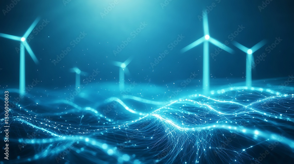 Aufkleber visual of renewable energy with a dynamic neon design, ideal for eco-friendly projects and presentat