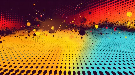 Seamless Halftone Background with Retro Yellow and Orange Gradient Texture