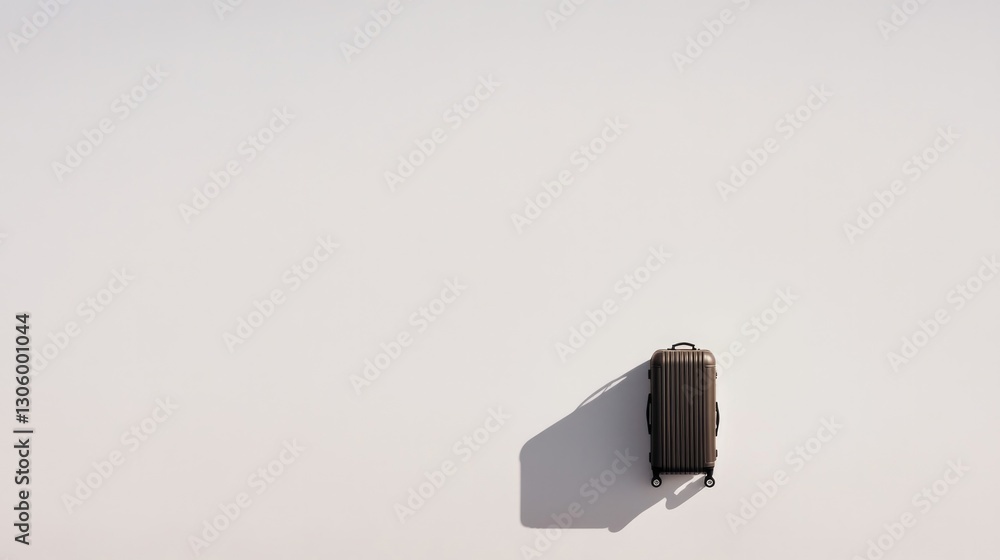 Aufkleber minimal overhead view of luggage trolley with single carry-on suitcase neatly aligned shadows and sm