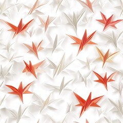 Obraz premium Seamless pattern of origami birds wallpaper for home decor minimalist design light background aesthetic vibe