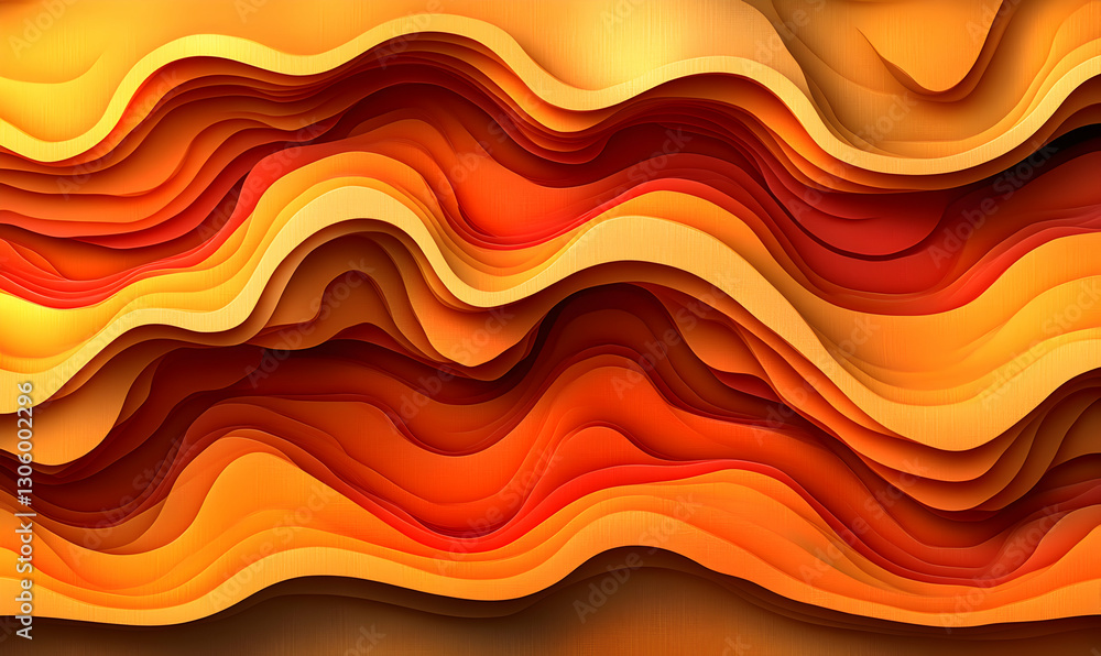 Poster abstract orange and red layered wavy pattern background, perfect for website design, presentations, 