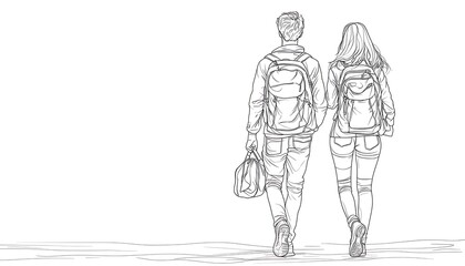 Couple Walking with Backpacks