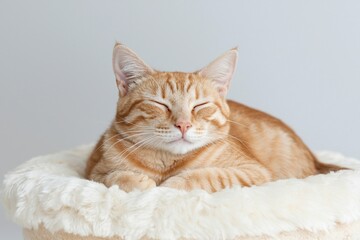 Emotional Support Pets Calm Concepts. Content cat peacefully resting on a cozy bed.
