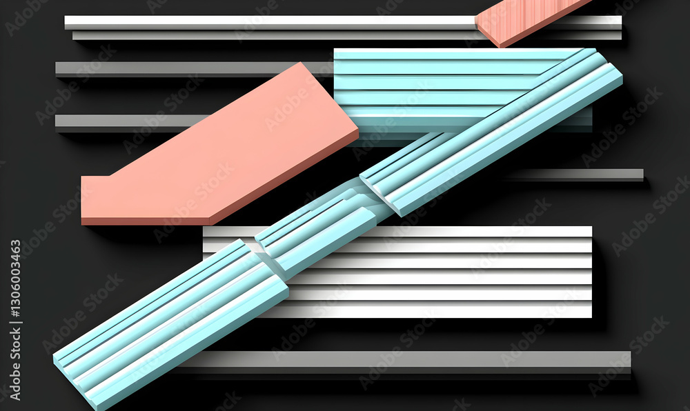 Poster abstract geometric design with pastel colors, creating a modern and stylish visual. ideal for backgr