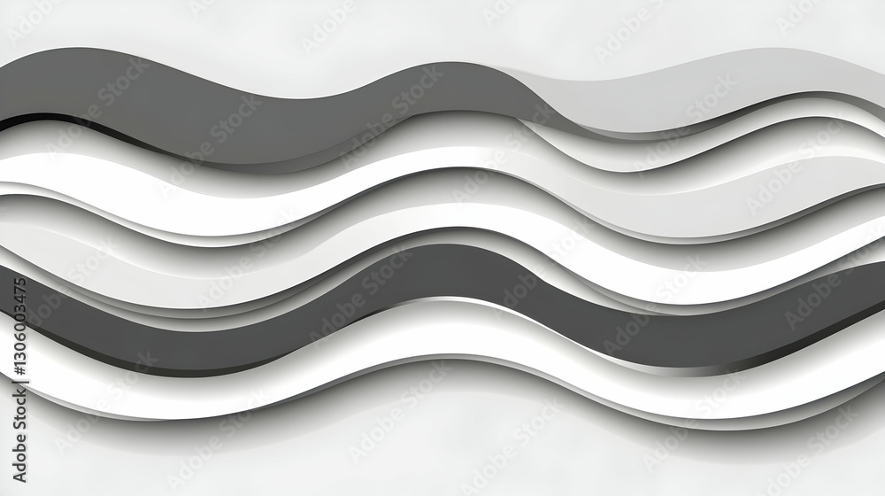 Poster abstract grayscale wave pattern, layered design, undulating curves, modern background texture. ideal