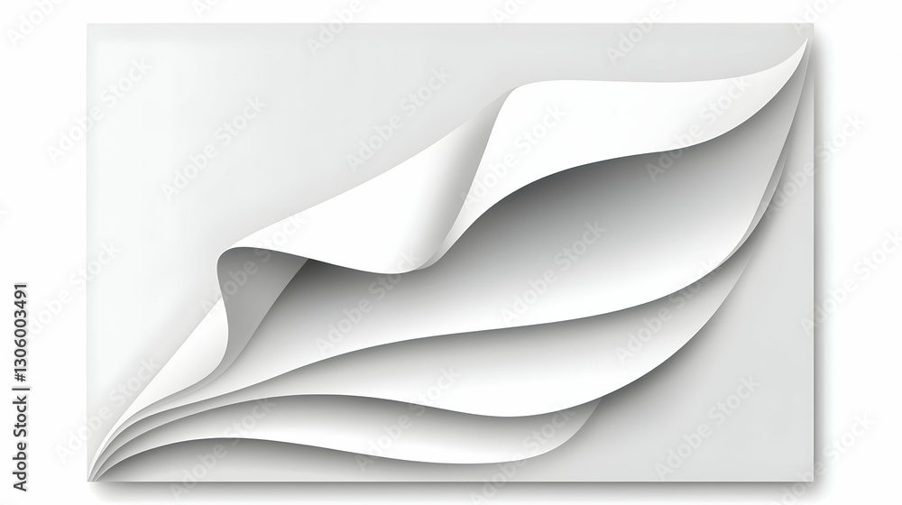 Poster abstract grayscale image of layered paper curves, creating a flowing, elegant design. ideal for mini