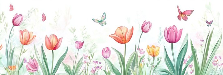 Naklejka premium Beautiful tulip flower in Spring.