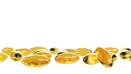 The Yellow pill for Fish oil or Heathy concept 3d Rendering.