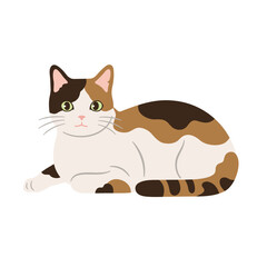 座っている三毛猫のイラスト
