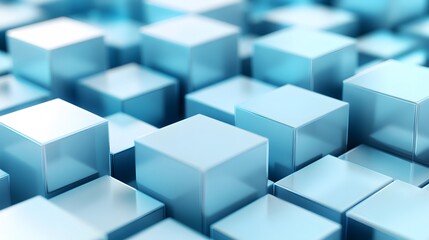 Abstract 3D Cubes Blue Shiny Geometric Background