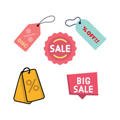 Discount and Sale Tag Icon Set for Promotions.