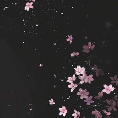 Delicate pink blossoms on a dark background