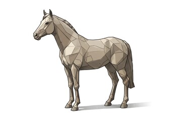 Illustrated Horse Standing Calmly with Geometric and Polygonal Design Style